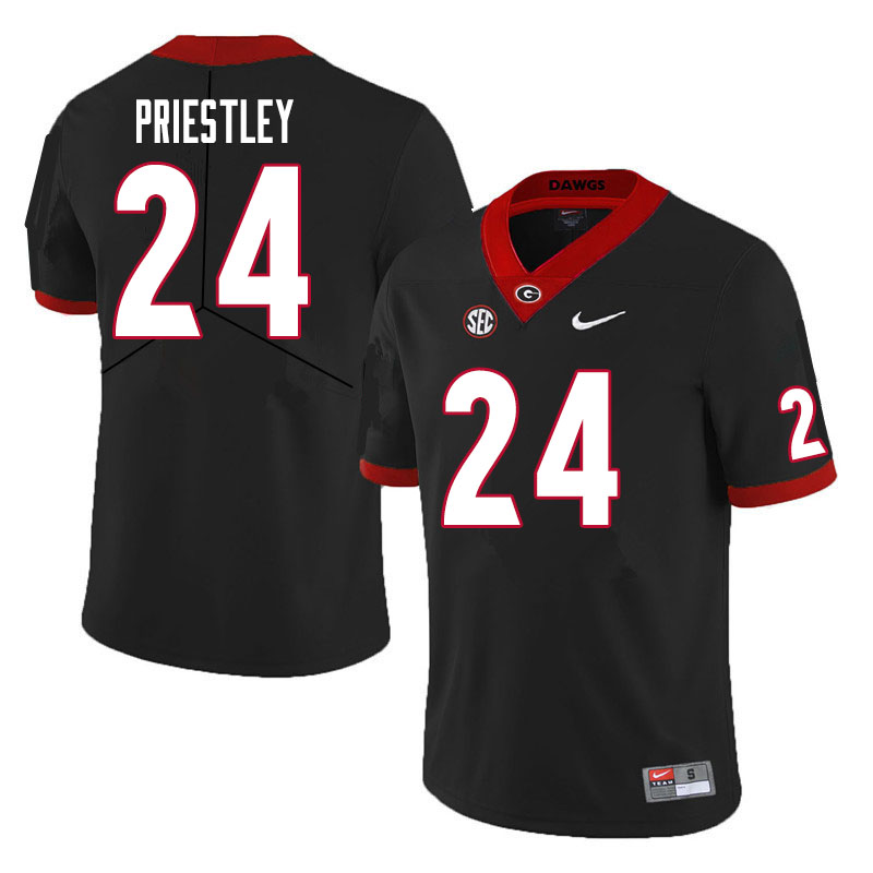 Georgia Bulldogs #24 Nathan Priestley College Football Jerseys Sale-Black
